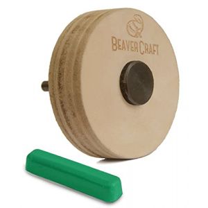 BeaverCraft PW1 Roue d’affûtage pour couteaux 7 cm – Disque en cuir avec pâte à polir – Roue de polissage et d’aiguisage pour couteaux, ciseaux à bois et outils de sculpture sur bois (BeaverCraft GmbH, neuf)
