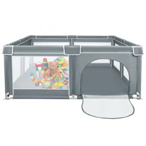 Parc Bebe,Parc Enfant,Parc Bébé en Tissu Oxford,Parc Bebe xxl avec Barrières,Parc De Jeux Bébé avec Filet Respirant Sur Quatre Côtés (jusiZL, neuf)