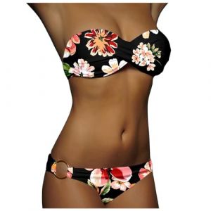 Maillot de bain sexy deux pièces avec bretelles amovibles et anneau en métal pour femme Maillot de bain push up bandeau torsadé pour femme Bikini Sexy Maillot De Bain (kWEX, neuf)