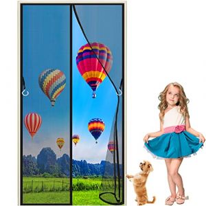 LZHBD Moustiquaire Porte 125 x 180 cm Rideau de Porte Moustiquaire Magnétique Fermeture Automatique Anti Insectes Moustiquaire - Mailles Ultra Fines pour Portes de Balcon Salon Couloirs - Noir (LZHBD Store, neuf)