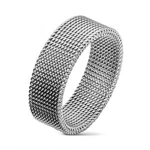 Paula & Fritz® Bague pour femme en acier inoxydable argenté acier chirurgical 316L Taille 49 (15,6) à 70 (22,3) 8 mm de large Bague pour homme ou femme Bague flexible, Acier inoxydable acier (P&F Handels UG, neuf)