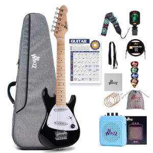 Winzz Kit de Guitare &Eacute;lectrique pour Enfants 30 pouces, Guitare &Eacute;lectrique Mini Junior 1/4 pour Enfants, Ensemble Complet pour D&eacute;butants avec Amplificateur, Couleur Noir Brillant (AILEEN Music, neuf)