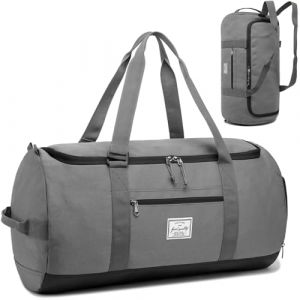 TAIHOYIN Sac de Sport Homme 60L 2 en 1 - Sac &agrave; Dos ou Sac &agrave; Main, Grand Sac de Voyage Imperm&eacute;able avec Compartiment &agrave; Chaussures Sacs Weekend Femme, Gris (Guangzhou Anne leather goods Co., Ltd, neuf)
