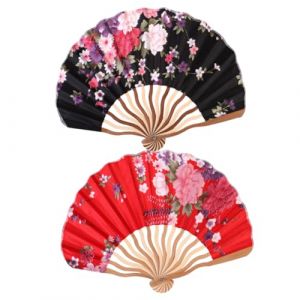 Mikinona 2 Pi&egrave;ces &Eacute;ventail Pliant Rouge et Noir Accessoire D&eacute;coratif Unique D&eacute;licat et Cr&eacute;atif &Eacute;ventail Pliable pour D&eacute;coration Int&eacute;rieure et Photos pour et Famille (Dawn Cedar, neuf)