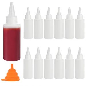 ErShiPing 12 Pcs Recipient Sauce, 100ml Petites Bouteilles &agrave; Presser, Bouteille de Condiments, Bouteilles Flacons Souples Doseuses en Plastique pour Distributeur de Huile Ketchup Sauce (Mod&egrave;le givr&eacute;) (ErShiPing, neuf)