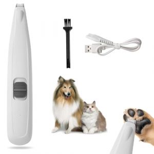 Tondeuse à poils de pattes de chien, rechargeable par USB, 40 dB à faible bruit, avec LED, pour pattes, yeux, oreilles, visage, croupe (blanc) (YUOLE-EU Store, neuf)
