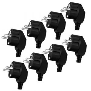 8 Pièces Prise Electrique Male Prise Male Exterieur Fiches Schuko 250V 16A D'alimentation Fiche Coudée pour Les Câbles de 8 à 10 mm Fiche pour Appareils Electroménagers (MSL-EU, neuf)