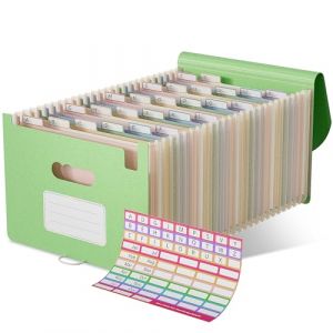 EcoStash Trieur 26 Compartiments A4, Rangement Papier Administratif, Organiseur de Dossiers Accordéon en Paille de Blé, Classeur Range Document, Sans BPA, Retour à la Nature, Vie Saine - Vert Menthe (EcoStash Direct, neuf)