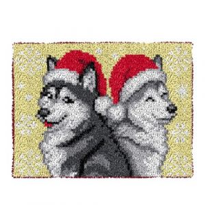 YOOTOM Kit de Tapis de Crochet &agrave; Point Nou&eacute; di Fleur Coussin au Crochets &agrave; Loquet Bricolage,Cr&eacute;ation de Tapis &agrave; Crocher,Mod&egrave;le de couleur pr&eacute;-imprim&eacute;,30x30cm (YOOTOM-DECOR, neuf)