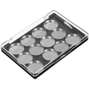 Healifty Palette Magn&eacute;tique Vide pour Fards &agrave; Paupi&egrave;res 12 Cases en Plastique Noir avec Plateau Rond 22 CM et Pinceau Int&eacute;gr&eacute; Rangement Compact et Portable pour Maquillage Professionnel (Madonna Tied, neuf)