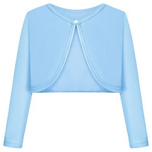 BONNY BILLY Gilet Fille Manches Longues Tricot Court Bol&eacute;ro Cardigan Enfant Fille 5-6 Ans Bleu Clair (BONNY BILLY CLOTHING, neuf)