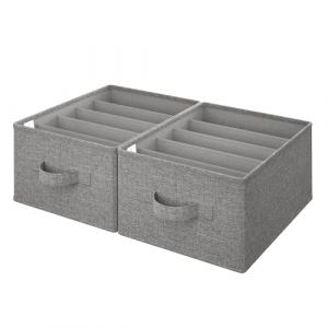 GRANNY SAYS Organisateurs Armoire Vetement, Lot de 2 Boites de Rangement Tissu, Organisateur Armoire Rangement pour Tee Shirt Pantalon, Rangement Dressing pour V&ecirc;tements et Penderies, Gris Fonc&eacute; (SEMPERFUN, neuf)