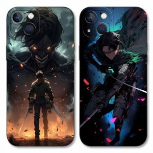 LYUBFDC 2 Pièces Coque pour Apple iPhone 13 6.1'', avec Anime Motif Attack on Titan Manga Antichoc TPU Silicone Protective Objectif Caméra Housse Étui de Téléphone Case, 03 (VITAMINROX GO, neuf)