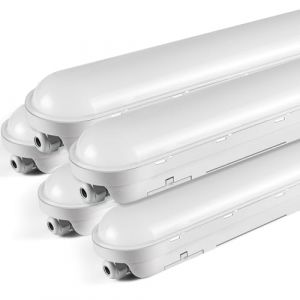 Tonffi 5 Pi&egrave;ces Neon LED 60 CM Reglette LED 18W 2250LM 4000K Naturel Blanc Tube Lampe Connectable Luminaire Plafonnier &Eacute;clairage pour Garage, Bureau, Atelier, Sous Sol (sunanl, neuf)