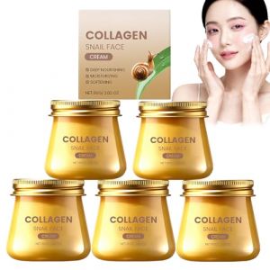 Cr&egrave;me Hydratante Anti-rides Et Rajeunissante &Agrave; La Bave D'escargot - Cr&egrave;me Visage Au Collag&egrave;ne D'escargot, &Eacute;claircissante, R&eacute;paratrice Et Raffermissante, Adapt&eacute;e Aux Peaux S&egrave;ches Et Sensibles (5pcs) (Ran.Ran, neuf)