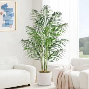Keeplush Plante Artificielle Areca Palmier Artificiel 180cm Fausse Plante Interieur et Exterieur en Pot Plastique Arbre Artificiel Salon Balcon Chambre Verte D&eacute;coration (1 Pack) (Lush Style, neuf)