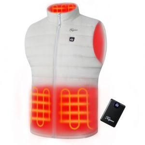 Telguua Gilet Chauffant pour Homme avec Batterie Externe 12000mAh 5V, Heated Vest Rechargeable avec 4 Zones de Chauffage et 3 Niveaux de Temp&eacute;rature pour les sports de plein air, le camping, le ski (HEXINLIAN, neuf)