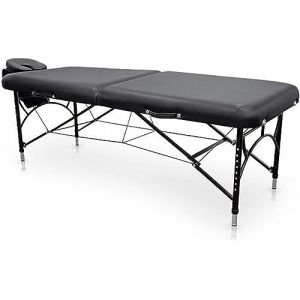 QUIRUMED Table de Massage Pliable en Aluminium Easy Force, Couleur Noire, Table de Massage, Similicuir Cuir, Rembourrage Haute densit&eacute;, r&eacute;glable en Hauteur, l&eacute;ger jusqu'&agrave; 210 kg (Quirumed, S.L., neuf)