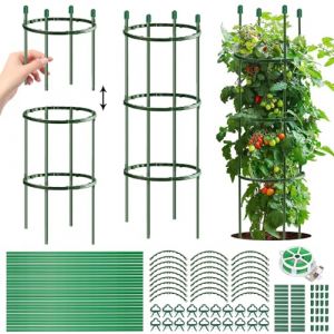 Tuteur Tomate Cerise,141 pièces Tuteur pour Plante Amovible,Support pour Plantes Grimpantes,Aidez Vos Plantes à Pousser - Anneau de Support de Plante Pieux à Hortensias,Pivoines,Plantes Vivaces (TUIBEI, neuf)