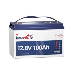 Timeusb Batterie LiFePO4 12V 100Ah TM Batterie Lithium Bateau avec Protection Basse Température, BMS 100A et 15000+ Cycles Profonds pour Moteur de Bateau Électrique Marine Yacht Solaire Camping-Car (Time usb, neuf)