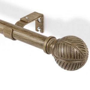 DEFYNEE Tringle à rideaux en bois 41-71 cm, tringle à rideaux de 25 mm de diamètre, tringle ajustable avec imitation de feuilles de céréales, pour patio, portes vitrées, salon - Brun foncé (ZhiYuDianZi, neuf)