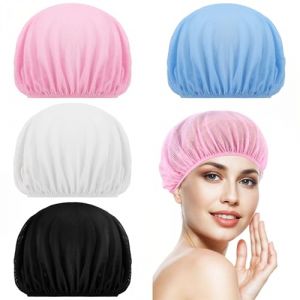 Lot de 4 filets à cheveux pour dormir, bonnet de sommeil en maille pour dormir, bonnet de nuit pour cheveux bouclés pour femme, bonnet de nuit confortable et respirant pour un usage domestique (blanc (spring mud, neuf)