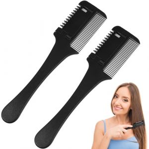 Hemobllo Peigne Coupe-Cheveux Double Lame en Plastique Noir Lot de 2 Pièces Tondeuse à Cheveux Soi-Même Peigne à Effiler pour Cheveux Fins et Épais Outil de Coiffage Pratique à (pattobold, neuf)