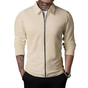 Oanviso Homme Mode Cardigan Pulls Couleur Unie Cardigans Oversized Vintage Manteaux de Sport Homme Hauts Sweater Pullover Veste Casual Sweatshirt pour Automne A Kaki 3XL (Osheoiso Inc., neuf)