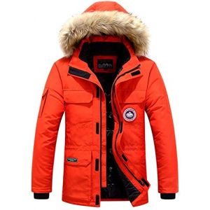 Youning Manteau Hiver Homme Parka Chaud Fourrure Casual Outdoor Blouson Fourrure &agrave; Capuche Manteau Hiver Chaud &Eacute;pais Parka Multi-Poche Doudoune Veste Amovible Capuche (ZDD123, neuf)