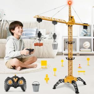 Herenear Grue Telecommand&eacute;e, Hauteur 140 CM RC Grue &agrave; Tour G&eacute;ante, 360 Degr&eacute;s De Rotation Gru Crane De Chantier Enfant avec Lumi&egrave;res pour Enfants Gar&ccedil;on 8+ (NEXUSHIVE VELVETAPEX Kft., neuf)