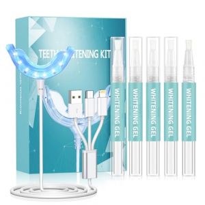 Shynova Kit Blanchiment Dentaire Professionnel - Appareil LED avec Embout en Forme de Goutti&egrave;re + 5 Stylos Gel - Blanchisseur de Dents pour Blancheur Dentaire et Dents Blanches (PLATINUM GLOBAL, neuf)