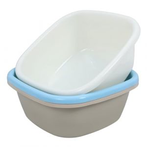 FOMIYES Bassine Plastique Carr&eacute;e 3 Pi&egrave;ces Grand Format &Eacute;paisse Bleu Kaki Blanc Lavage Vaisselle la Cuisine Multifonction Usage Quotidien (Yaoys, neuf)