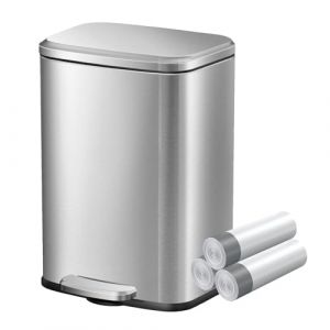 KSSKSS KUK Poubelle de Salle de Bain 6L, Poubelle &agrave; P&eacute;dale Acier Inoxydable, Couvercle &agrave; Fermeture Douce, Seau Int&eacute;rieur Amovible, Design &Eacute;l&eacute;gant, Anti Trace, Rectangulaire, Argent (taishanshijinfudajinshuzhipinyouxiangongsi, neuf)