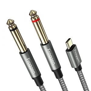 Câble répartiteur stéréo Y USB C vers double 6,35 mm 1/4", USB Type C vers double cordon audio TS 6,35 mm 1/4" pour iPhone 15 série, smartphone, tablette, ordinateur portable, amplificateur etc. (Ausicos, neuf)