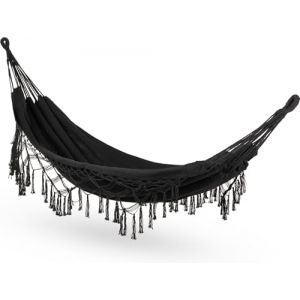 Hamac Suspendu - 200 x 150 cm - Hamac de Camping et Jardin Confortable - 250kg Capacité de Charge - 1-2 Personnes pour Intérieur, Balcon, Extérieur (Noir) (Nodium Group FR, neuf)