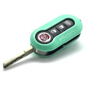 Nordecco - Coque de protection pour cl&eacute;s Fiat 500, 500C, 500L, Abarth, Grande Punto, Brava, Fiat Panda, Stilo, Linea, avec 3 boutons, couleur : vert menthe (NORDECCO, neuf)