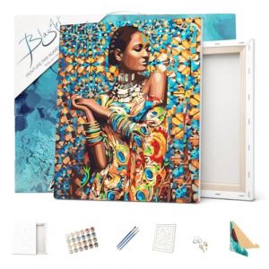 BlazArt Peinture par num&eacute;ro Adulte avec Cadre 40x50 cm d&eacute;butants | Kit complet pr&ecirc;t &agrave; l&rsquo;emploi et &agrave; accrocher | DIY anti-stress | Marque fran&ccedil;aise peinture numero - Paysage (Femme &eacute;clat de couleur) (BlazArt, neuf)