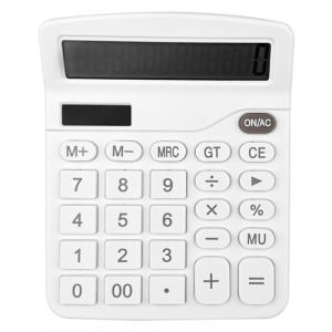 Gvolatee Calculatrice, Calculette de Bureau Solaire Grand Écran LCD à 12 Chiffres, pour Bureau, Maison et École,Mini Calculatrice Fonction Standard, Calculatrice de Bureau avec Grands Boutons, Blanc (ELSOBKYNADR, neuf)