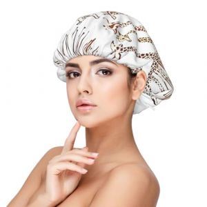 SHuWeiD Bonnet de nuit en satin avec imprim&eacute; girafes mignonnes et dr&ocirc;les pour adultes, bonnet de nuit unisexe en satin, bonnet de nuit de 33 cm, noir, taille unique, Noir/blanc, taille unique (Shaoshuwei002, neuf)