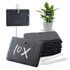 Lot de 10 &eacute;tiquettes pour plantes en ardoise pour &eacute;tiqueter les plantes &ndash; Panneaux en ardoise pour pommes de terre, parterres de fleurs, jardin, 10 x 7 x 0,5 cm (WLWNWFT, neuf)