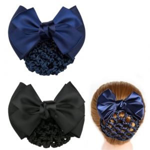 GXGM 2 Pièces Épais Filet Chignon avec Noeud, Filet Cheveux Chignon, Filet pour Chignon, Barrette à Cheveux Française Couverture de Chignon Pince à Cheveux pour Femme (GXGM, neuf)