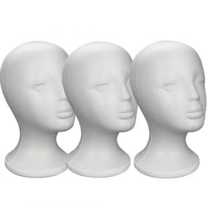 G&eacute;n&eacute;rique 3PC T&ecirc;te en polystyr&egrave;ne | Chef T&ecirc;te mannequin | Mannequin homme f&eacute;minin T&ecirc;tes perruque en mousse polystyr&egrave;ne | Affichage l'artisanat des perruques Heads pour chapeaux, Hauteur 270 mm (yongpoi, neuf)