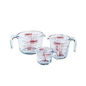 Pyrex - Lot de 3 Brocs Mesureur 0,25L + 0,5L + 1L - Verre Borosilicate - Gradué - Large Poignée pour prise en main facile - Made in France (International Cookware SAS, neuf)