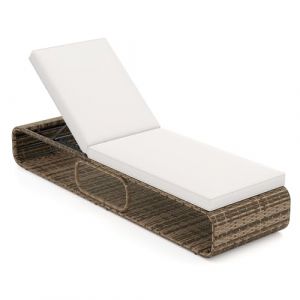 COSTWAY Chaise Longue Jardin Exterieur avec Coussin, Bain de Soleil Inclinable à 7 Positions, Charge 180 kg, Rotin PE, Rangement Inférieur, Transat pour Jardin Piscine Terrasse, 185 × 65 × 86 cm (1) (FDS GmbH, neuf)