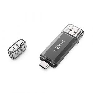 KEXIN Clé USB Type C 64Go 3.0 OTG Clef USB 3.0 et USB C 64 Go 2 en 1 Cle USB Flash Drive à Capuchon pour PC et Huawei Xiaomi Smartphone Doté Type C et OTG Activé (Noir) (KTDISK, neuf)