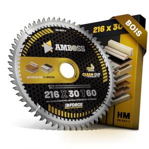AMBOSS WERKZEUGE® Lame de scie circulaire en métal dur 216 x 30 mm Denture alternée pour bois – Scie radiale fine AMBOSS WERKZEUGE® 216 mm compatible avec Bosch GCM 8. GCM 800 SJ. PCM 8.GCM 305-216 D. (Sawblade King, neuf)