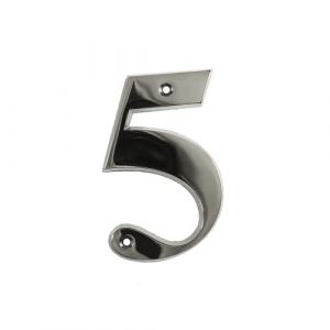 UAP Numéros de maison – 7,6 cm – Numéro de porte à vis pour porte d'entrée, numéro d'adresse à visser pour portes et portails, police romaine (numéro 5, chrome poli) (UAPLtd, neuf)