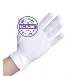 Gants coton blanc respirant pour peau s&egrave;che et sensible, Gants coton dermatologique avec routures renforc&eacute;es,confortable pour jour et nuit - soins des mains, handcare, gris, blanc, noir (Well B4 GmbH, neuf)