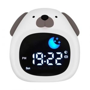 Lampe de nuit en forme d'animal avec r&eacute;veil - Design fonctionnel mignon - Parfait pour une chambre d'enfant ou un bureau - Id&eacute;al pour les enfants et les adultes (chien) (Kunqing1126, neuf)