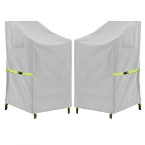 OUTTDID Housse de Protection pour Chaises de Jardin Empilables Imperm&eacute;able, Housse Chaise Jardin Exterieur de Balcon en Tissu Oxford 600D, 71x91x80/120cm (Sam7Ting, neuf)
